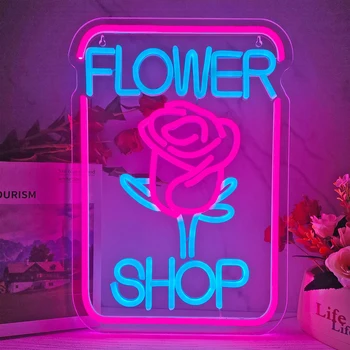 חנות פרחים שלטי ניאון ניאון אור סימן-USB מופעל על עסקי חנות ניאון הובילו אמנות קיר תליה דקורטיביים אורות ניאון
