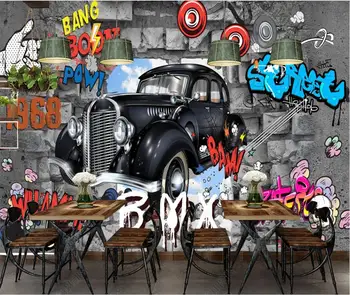 טפט תמונה 3d מותאם אישית ציור קיר רטרו בסגנון אירופאי קיר המכונית גרפיטי סלון עיצוב הבית טפט על קירות 3d