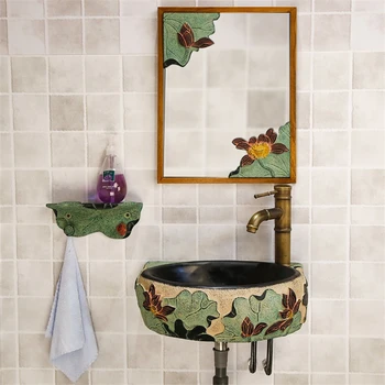 יצירתי הקיר מיני כיור קיר-הונג כיורים אמבטיה כיור משולש מרפסת כיור עם ברז ניקוז להגדיר