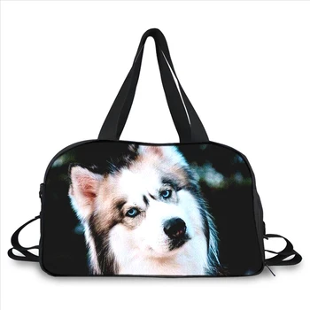 כלב האסקי מצחיק מגניב 3D הדפסה מגמת אופנה נייד קיבולת גדולה פונקציה רבת messenger bag תיק נסיעות