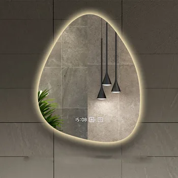 לא סדיר תאורה המראה בחדר האמבטיה אורות Led גילוח קומפקטית גרמניה המראה בחדר האמבטיה קיר רכוב מודרני Miroire עיצוב הבית
