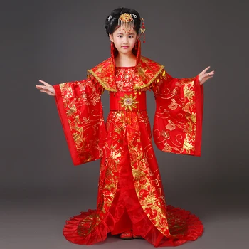 לילדים תחפושות בנות נגרר קטן נוח שושלת טאנג הנסיכה העתיקה פיות ריקוד תלבושות במה, כי תראה Hanfu חדש