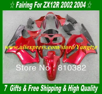 מיכל מלא כיסוי Fairing הערכה על קוואסאקי נינג ' ה ZX12R 02 03 04 05 ZX 12R 2002 2004 2005 ZX-12R אדום חם ABS Fairings להגדיר KH17