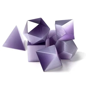 מיני כוכב חן קוביות Polyhedral מלכיט עין החתול אבן קוביות להגדיר DND סגול חום האבן קוביות מותאמות אישית עבור RPG D&D משחקים