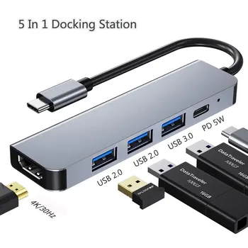מספר יציאות תקשורת ותחנת עגינה עם יציאת HDMI תואם משטרת 87W מתאם מתח 5 1 מרכז עבור ה-MacBook Air MateBook המחשב הנייד אבזרים