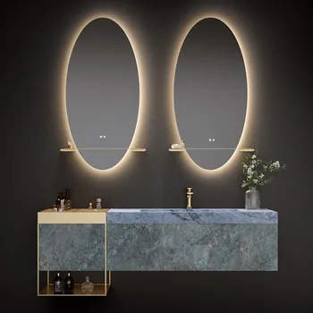 מעצב סגנון אלון חומר טואלט שולחן כיור כפול אגן ארון אמבטיה בשילוב ארונות אמבטיה ערכות איפור