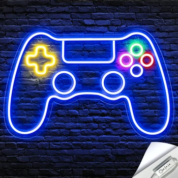 משחקים שלט על המשחק חדר קיר בעיצוב USB מופעל Dimmable בקר משחק LED אור ניאון סימן לבנים הילדים גיימר מתנות