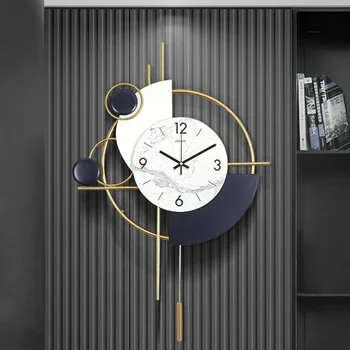 נורדי סלון בכניסה השיוש מתכת שעון קיר אילם פשוט תלוי שעון במלון מסעדה לובי קיר שעון קישוטים