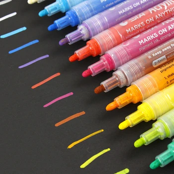 נתחיל 14Colors אקריליק סמנים משולבת צבע ממתקים מדגיש צבע עמיד למים עט סימון אמנות ערכת ציוד לבית ספר