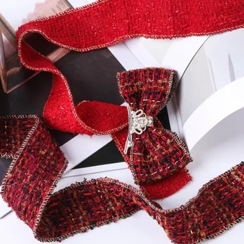 סרט אדום-50 מטר 5cm חג המולד חומרי אריזה DIY קשת שיער מלאכת עיצוב חתונה, עיצוב המסיבה מתנה עטופה עניבת הפרפר אספקה