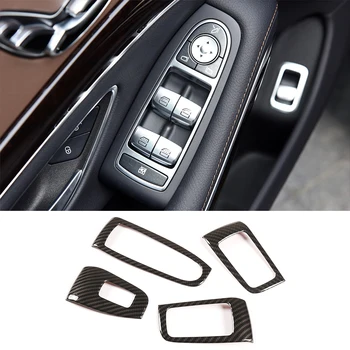 עבור מרצדס-בנץ S-Class W222 2013-2020 ABS סיבי פחמן חלון המכונית להרים את כפתור בורר מסגרת הכיסוי לקצץ מדבקות אביזרים