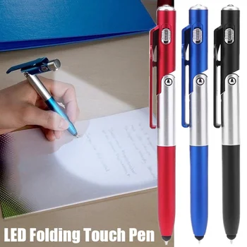 עט כדורי עם אור LED תכליתי מתקפל לעמוד על מחזיק טלפון לילה קריאה כתיבה עט עבור Office סטודנט בבית הספר
