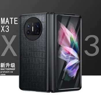 עם מזג זכוכית סרט דפוס תנין עור חומר Mate Huawei X3 מקרה עבור Huawei MateX3 מקרה