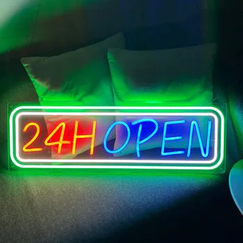 עסקים LED שלטי ניאון 24H פתח אור ניאון סימן בר במלון חנות קפה הדלת הקדמית קישוט קיר אור Led בשלט