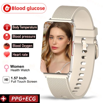 פולשנית הגלוקוז בדם שעון חכם גברים, נשים, מדידת לחץ דם מד חום בריאות שעונים א+PPG בנות Smartwatch