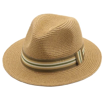 פשוט כובע פנמה נערת קיץ שמש כובעים לנשים אדם חוף כובע קש לגברים הגנת UV הכובע כובע נשי