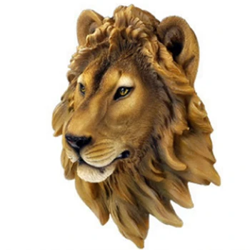 קישוט קיר בר היינות ראש אריה סימולציה פיסול יצירתי עיצוב שרף מלאכה החיה הראש בקיר פסל