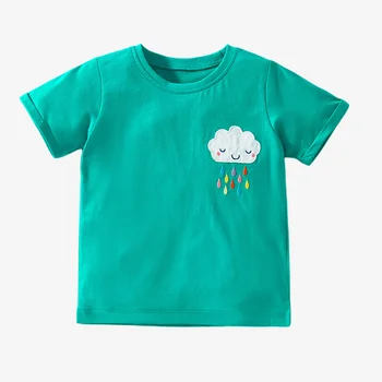 קפיצה מטרים בנות קיץ חולצות עם ענן גשם רקמה למכור חם ילדים לכל היותר בגדי תינוקות חיות Tees