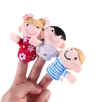 קריקטורה בובות בנים בנות צעצועים צעצוע חינוכי לילדים מתנות יד בובת צעצועי קטיפה האצבע-בובה משפחת בובות אצבע להגדיר