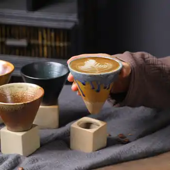 קרמיקה חרוטי כוס יצירתי משובח קרמיקה כוס קפה קרמיקה כוס מים כוס אספרסו קרמיקה רטרו גביע חרוטי כוס תה