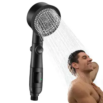 ראש מקלחת חכם תצוגת טמפרטורה 5 מצבים להתאמה מים בלחץ גבוה חיסכון המרסס אביזרי אמבטיה, כלי