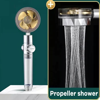 ראש מקלחת מים יפה דפוס טורבו מאוורר טורבו ראשי מקלחת מסתובב גבוה לחץ מים מסנן ניתן להסרה עיצוב