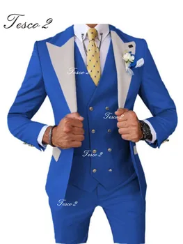 רשמית חליפות גברים באיכות Hight 3 חתיכות (ז ' קט+מכנסיים+וסט) גברים חליפה לחתונה Slim Fit שיא צווארון גברים חליפה