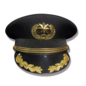 שחור צבא הכובע סמל המשטרה מלח כובע הנשף ביצועים בר קוספליי הצג קפטן כובעים למסיבה הביטחון כי אביזרים