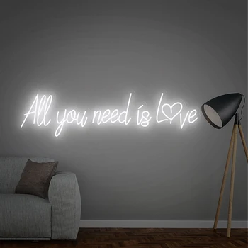 שלט ניאון מותאם אישית, כל מה שאתה צריך זה אהבה שלטי ניאון החתונה קיר עיצוב חדר שינה קישוט הבית LED מותאם אישית חג האהבה מתנה