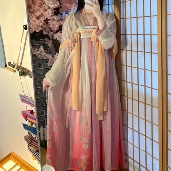 תחפושת סיני Hanfu פיות להתלבש Cosplay מסורתי פסטיבל בסגנון יומן מודרני שיפון שרוול ארוך בגדי נשים